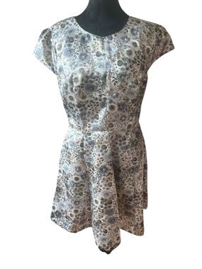 Lauren Conrad Disney Bambi Dress Womens 10 Silver Floral A-Line Pockets Lined